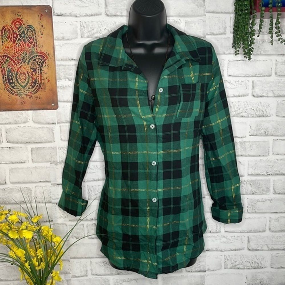True Craft Flannel Plaid Button Down Shirt Top Cotton XL